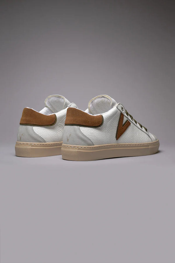 SNEAKERS OLYMPIC V IN PELLE MARTELLATA CON INSERTO E RETRO BICOLOR - V2
