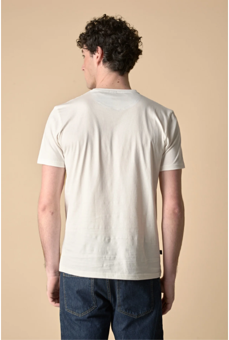 T-SHIRT PANNA STAMPA MOTO CON INSERTO E INTERNO COLLO IN TESSUTO - V2