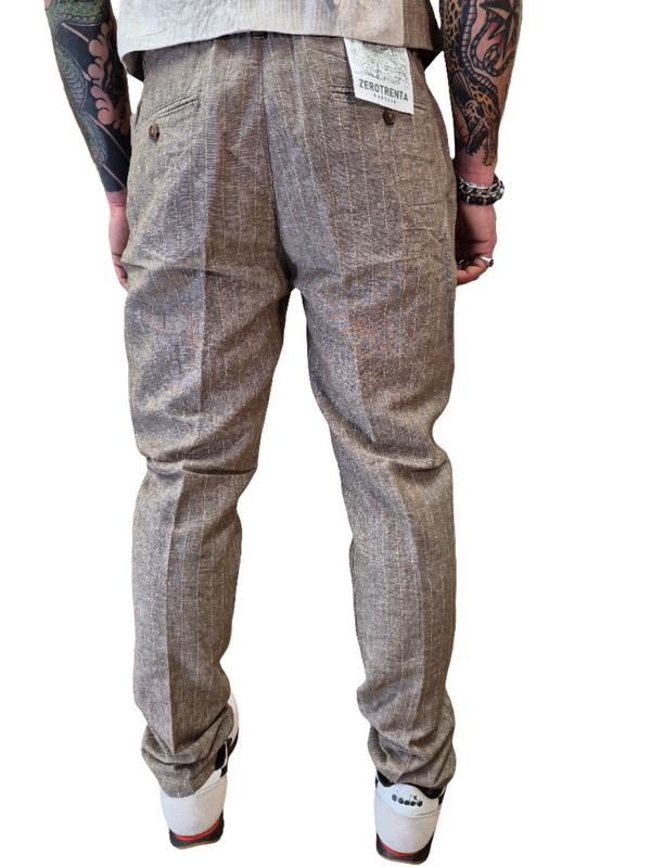 PANTALONE MISTO LINO A RIGA BROWN  - ALLEY DOCKS