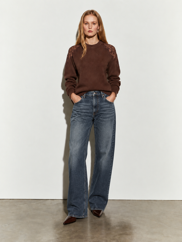 GIROCOLLO CON INSERTO IN PIZZO - ISABELLE BLANCHE