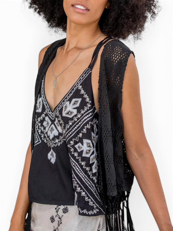 GILET TRAFORATO CON FRANGE - PAHIESA
