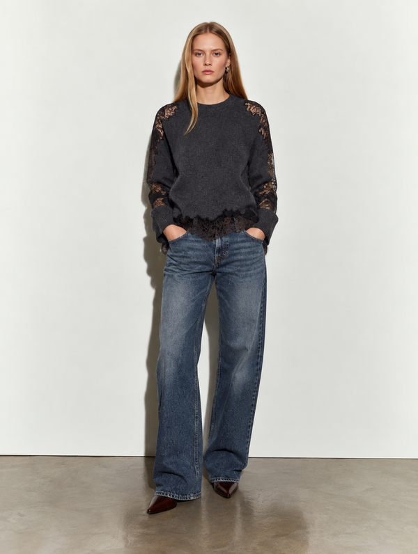 MAGLIA CON INSERTO IN PIZZO - ISABELLE BLANCHE