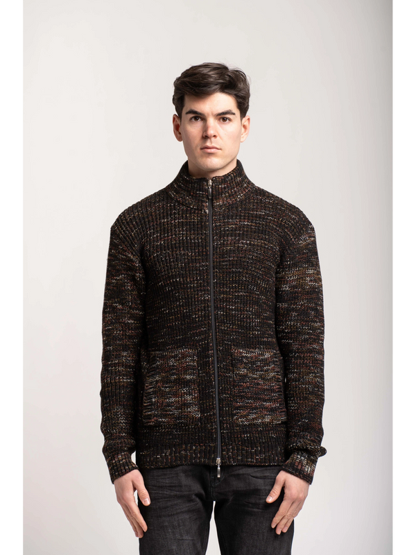 MAGLIA CON ZIP MELANGE - BL.11
