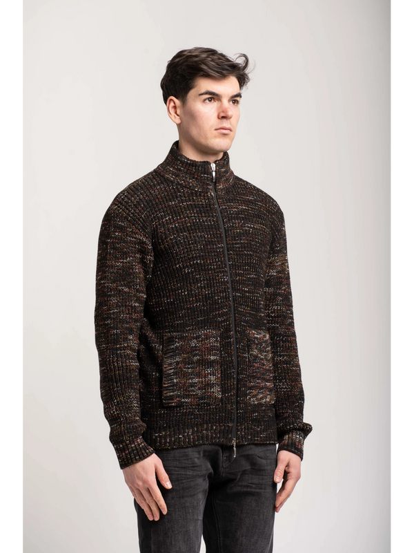 MAGLIA CON ZIP MELANGE - BL.11