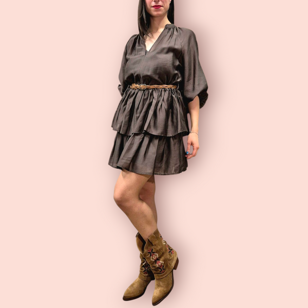 ABITO CHAMBRAY CORTO CON BALZE - TENSIONE IN