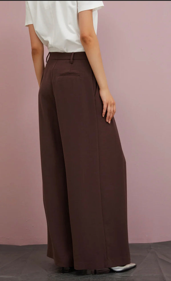 PANTALONI LARGHI CON PIEGHE IN CADY - ISABELLE BLANCHE