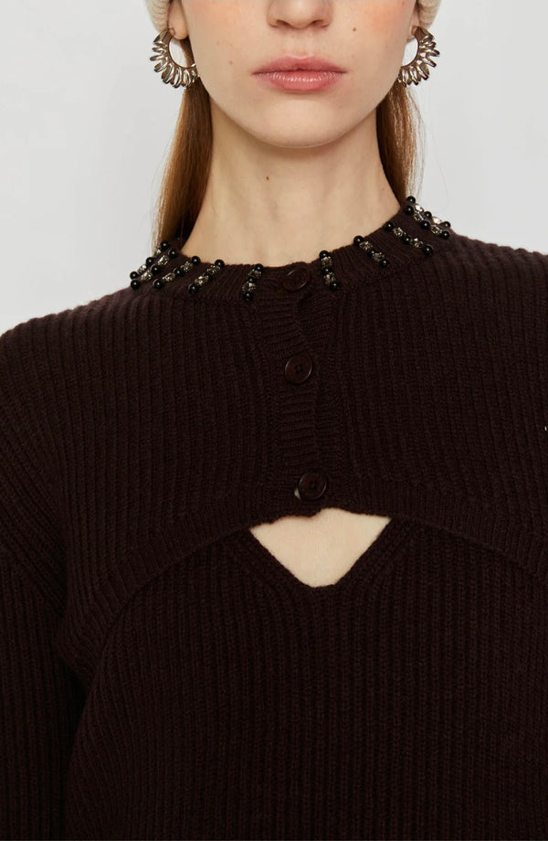 TOP E COPRISPALLE IN MAGLIA CON RICAMI - ISABELLE BLANCHE