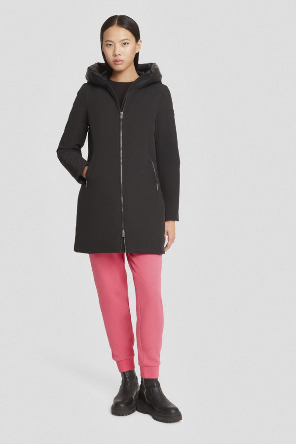 GIACCA LUNGA NERA IMBOTTITA IN  SOFTSHELL - CIESSE PIUMINI