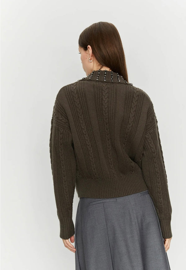 MAGLIA CON ZIP E RICAMO SUL COLLO - ISABELLE BLANCHE
