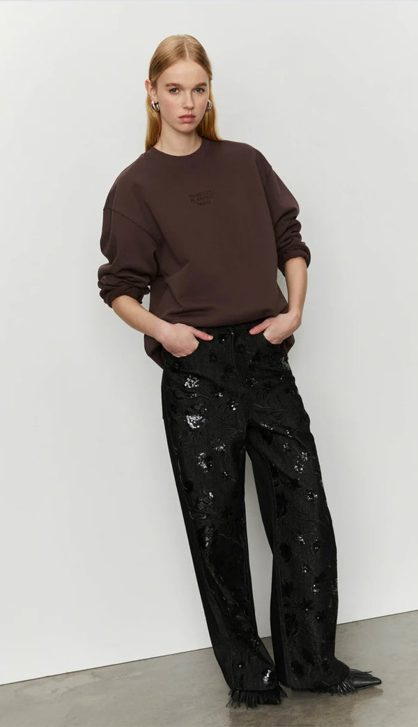 PANTALONI IN DENIM CON RICAMO SUL DAVANTI - ISABELLE BLANCHE