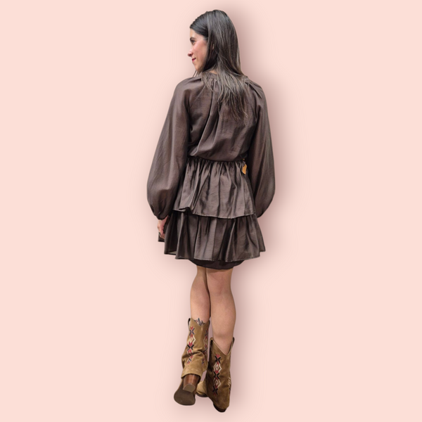ABITO CHAMBRAY CORTO CON BALZE - TENSIONE IN