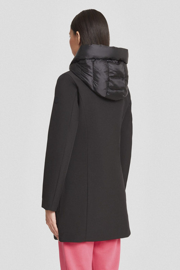 GIACCA LUNGA NERA IMBOTTITA IN  SOFTSHELL - CIESSE PIUMINI