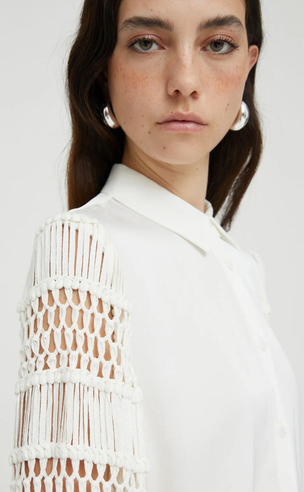CAMICIA IN CREPE DI VISCOSA CON INSERTI MANICHE UNCINETTO - ISABELLE BLANCHE