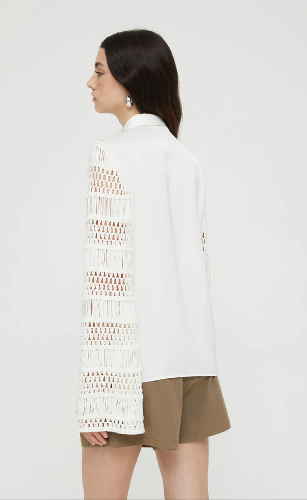 CAMICIA IN CREPE DI VISCOSA CON INSERTI MANICHE UNCINETTO - ISABELLE BLANCHE