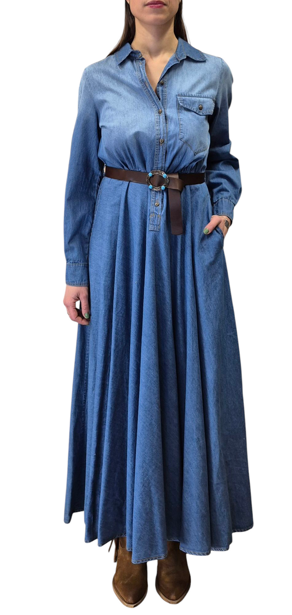 ABITO LUNGO IN DENIM - TENSIONE IN