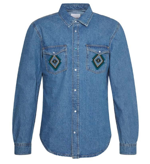 CAMICIA DENIM CON RICAMO - TOOCO