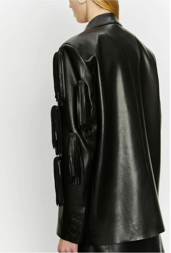 BLAZER IN ECOPELLE CON NAPPINE FRANGE - ISABELLE BLANCHE