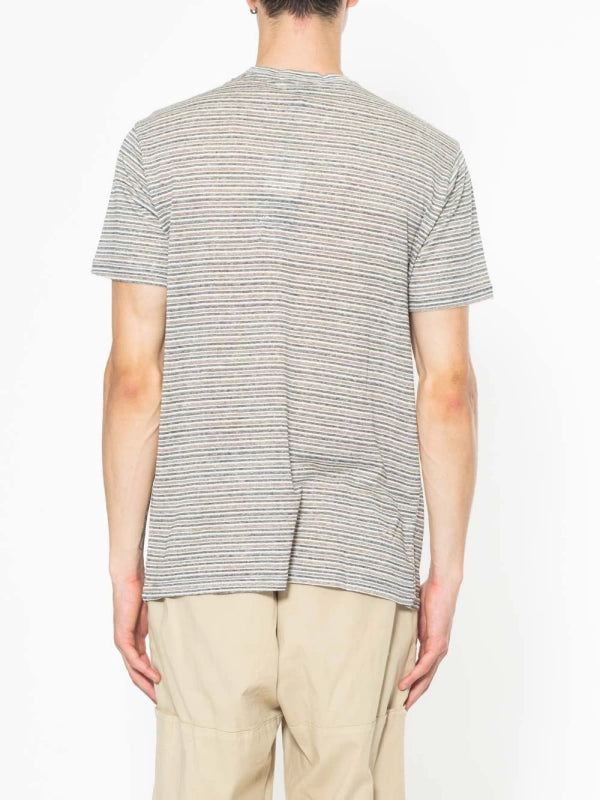 T-SHIRT MISTO LINO RIGATA - BL.11