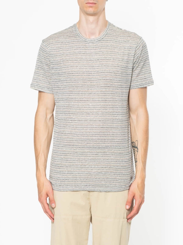 T-SHIRT MISTO LINO RIGATA - BL.11