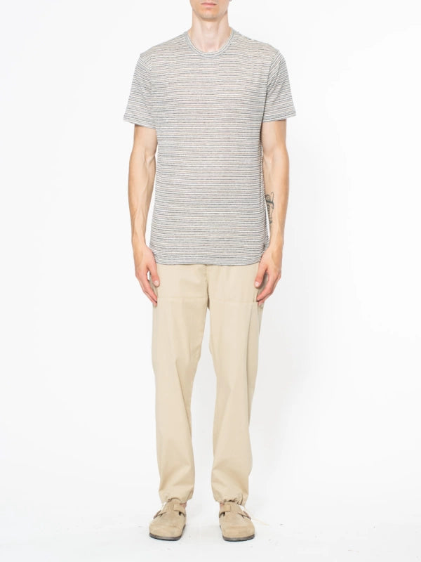 T-SHIRT MISTO LINO RIGATA - BL.11